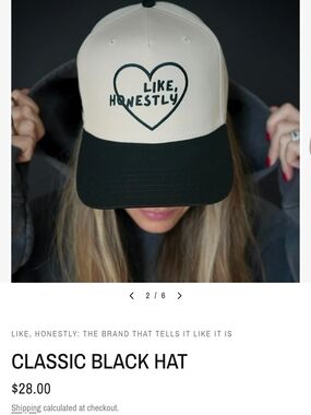 2 Like Honestly Brand Classic Black and Cream Hats